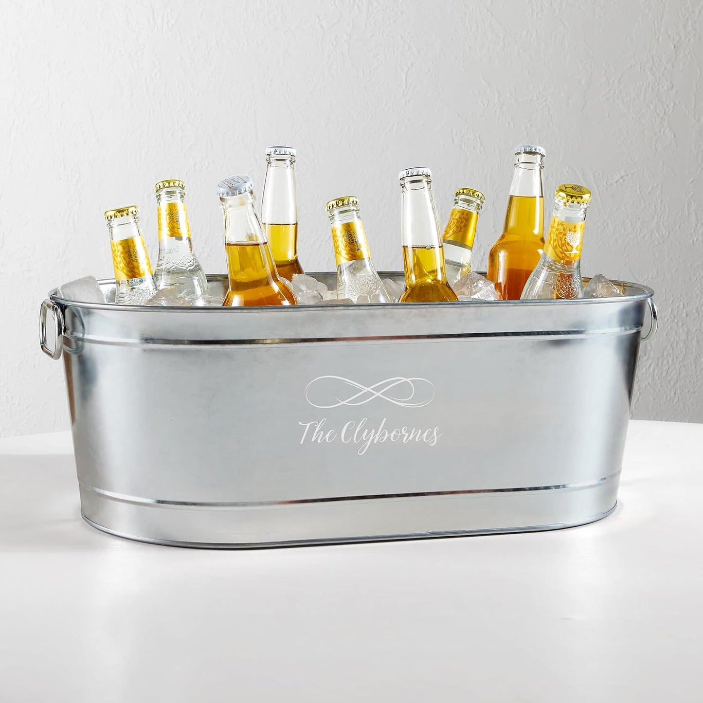 Let's Make Memories Personalized Beverage Tub - Custom Beverage Tub - Customize With Name & initial - Galvanized Drink Tub - 20 ¾"L x 11 ¾"W x 7" H - 5.5 Gallons