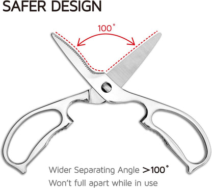 Come Apart Kitchen Shears by WELLSTAR, Multi-purpose Heavy Duty German Stainless Steel Food Scissors for Cutting Meat Poultry Chicken Vegetable, Durable One Piece Construction, Mirror Finish
