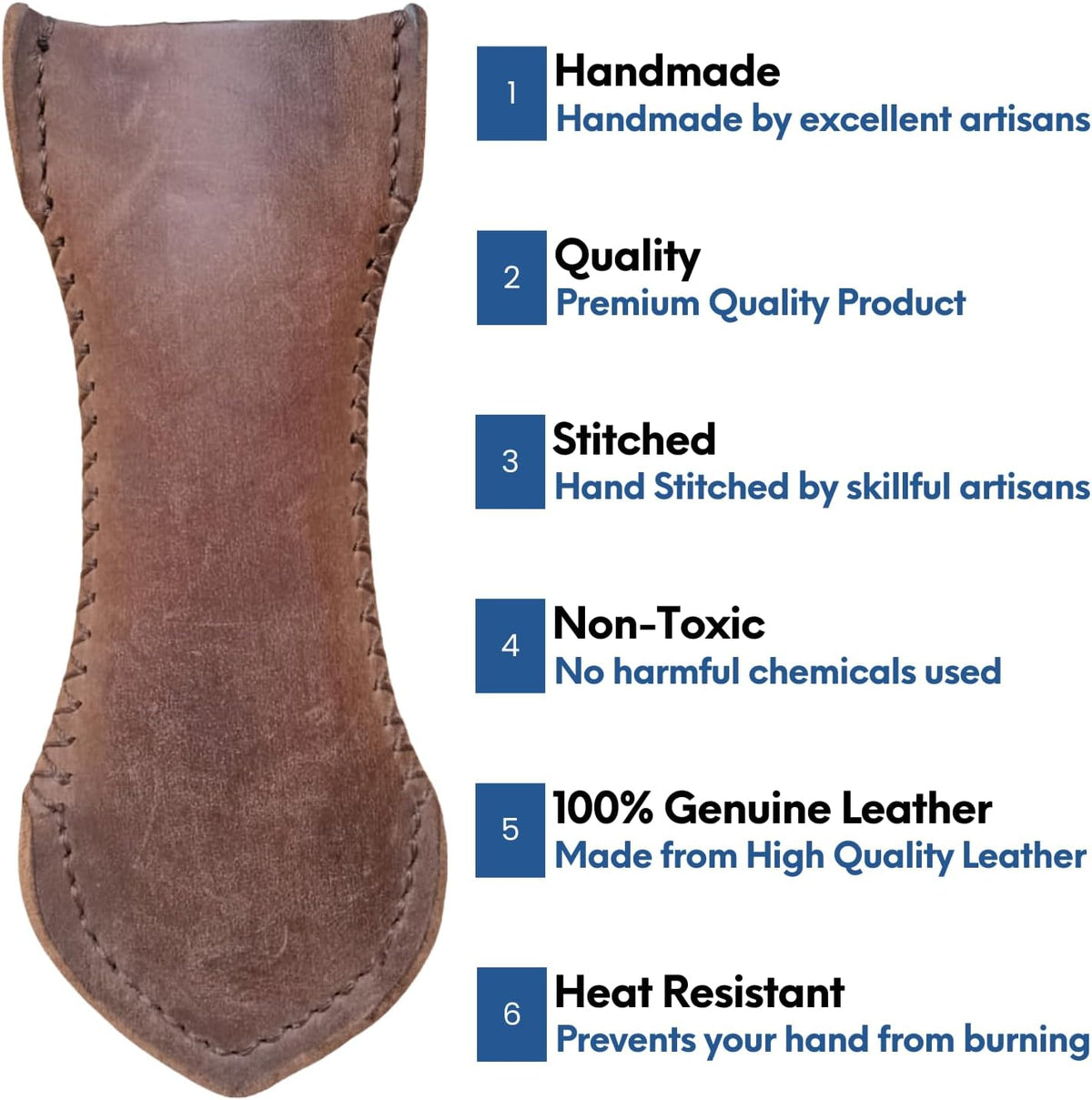 Leather Cast Iron Skillet Handle Cover, Heat Resistant Pan Grip Sleeve for Frying Pans, Dutch Oven & Griddles, Safe Non-Slip Cooking Handle Protector, Brown (Handle Cover Curve)