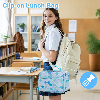 FlowFly Kids Lunch box Insulated Soft Bag Mini Cooler Back to School Thermal Meal Tote Kit for Girls, Boys, Astronaut - Colors B