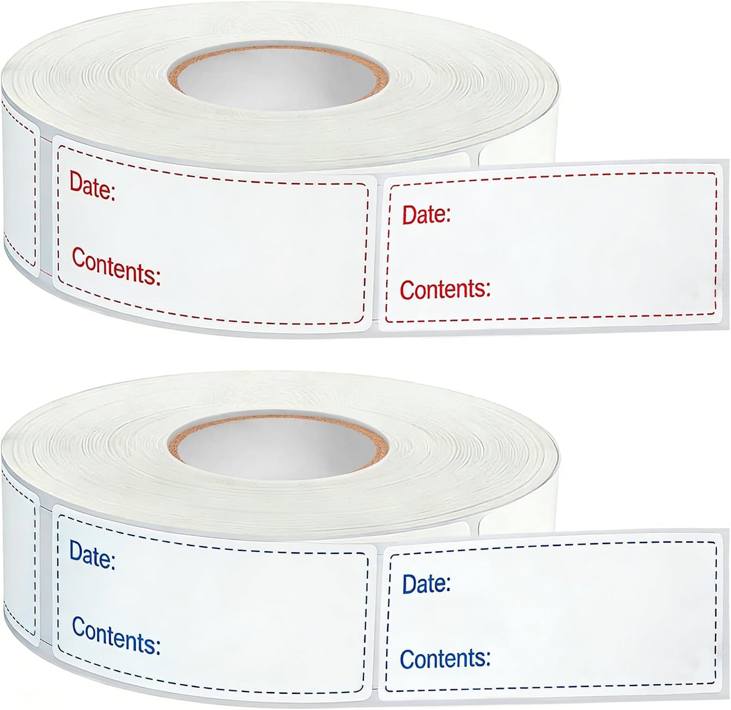 1000Pcs Food Labels, AIMEIKI 2 Rolls 1 x 2 Inch Removable Date Stickers Waterproof Food Storage Stickers for Freezer, Refrigerator, Food Containers Easy Clean No Residue