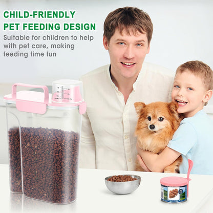 TBMax Pet Food Storage Containers 2 Pack 8-10 Lbs Airtight Dog Food Container Dispenser with Large Spout & Portable Handle, Travel Dog Treat Cat Food Storage Bin Bird Seed Container