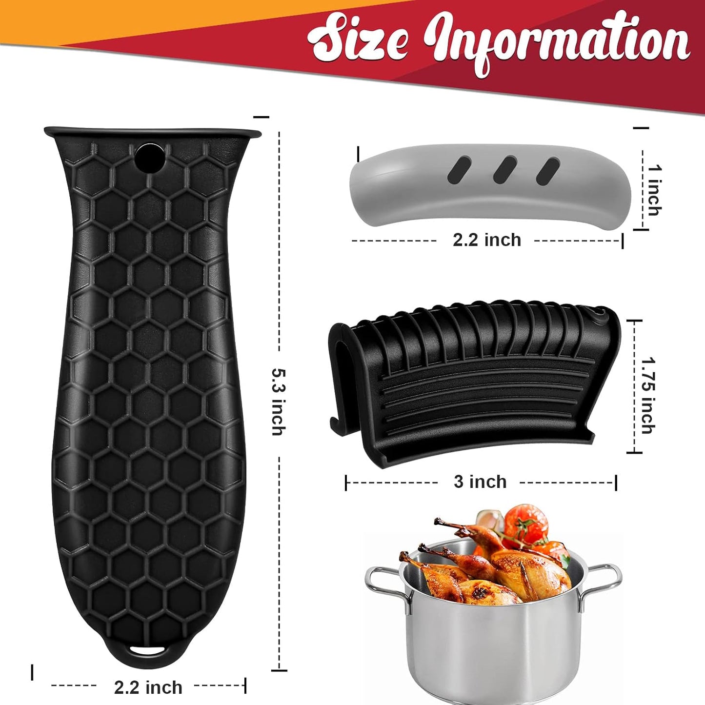 10Pcs Cast Iron Handle Cover, Silicone Pot Holders