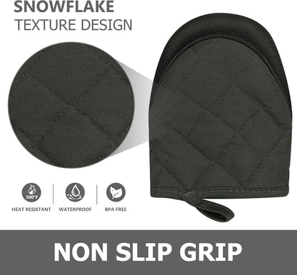 Goldmeet Mini Oven Mitts 2-Pack, 7"x5.5", 500°F Silicone Grip, Gray