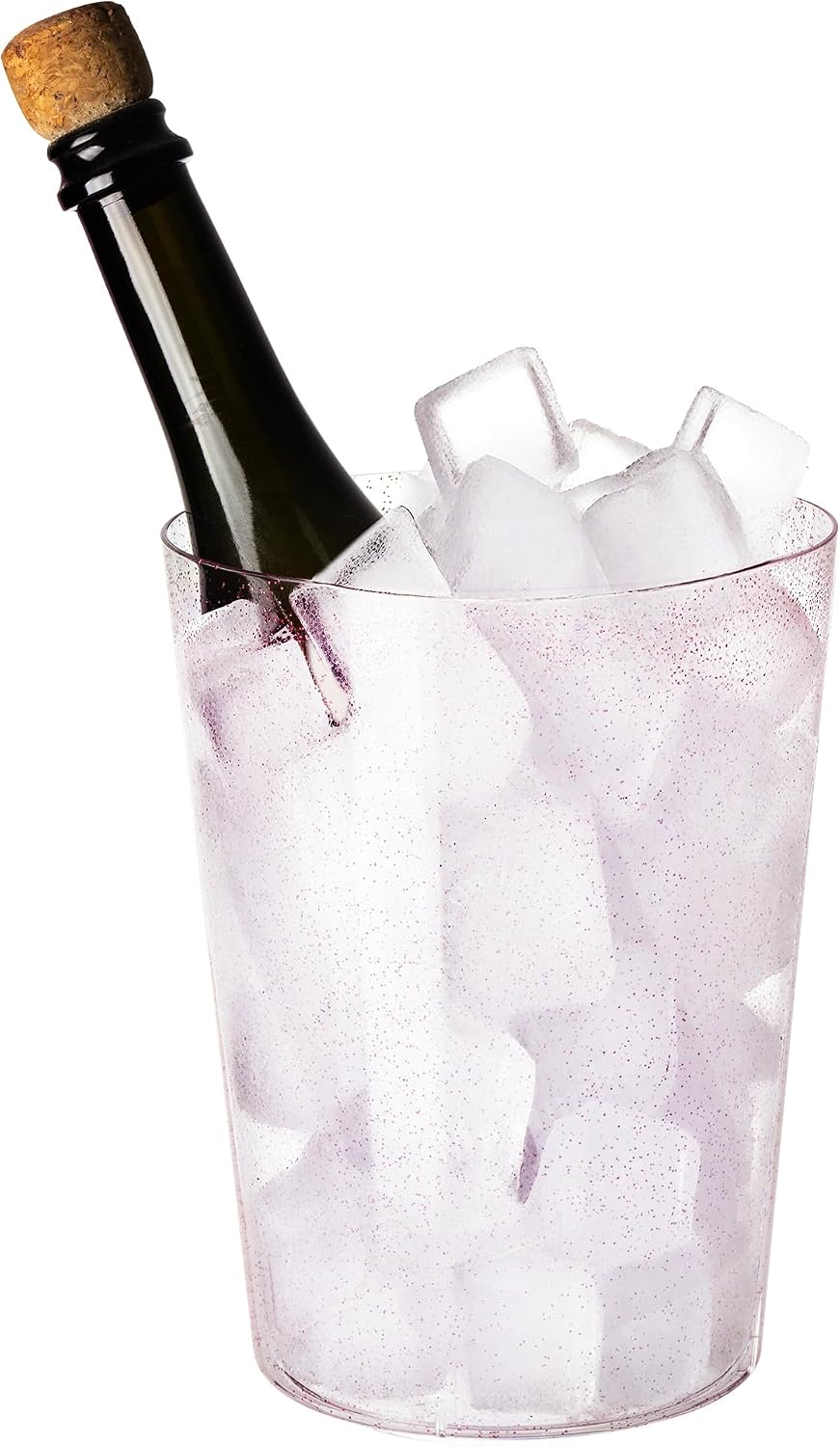 Tiawudi 12 Pack Plastic Ice Bucket For Parties, Silver Glitter Clear Wine Cooler for Wedding, Good as One Large Champagne Chiller Or Classic Wine Bottle Chiller