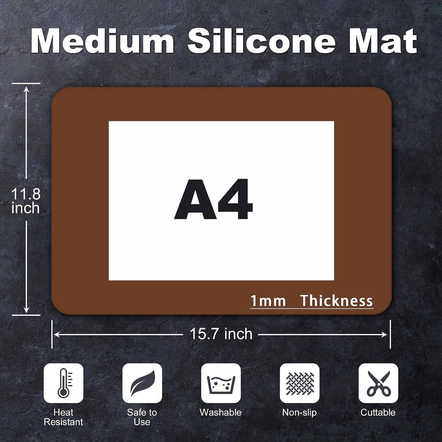 Silicone Mat for Kitchen Counter, Silicone Mat Trimable to Size (Black, 15.7×11.8inch-2pcs), BPA-Free Silicone Placemat, Heat-Resistant NonSlip Table Mat for Air Fryer, Countertop Protector Mat