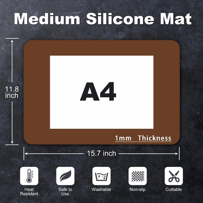 Silicone Mat for Kitchen Counter, Silicone Mat Trimable to Size (Black, 15.7×11.8inch-2pcs), BPA-Free Silicone Placemat, Heat-Resistant NonSlip Table Mat for Air Fryer, Countertop Protector Mat