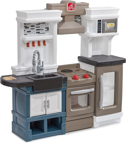 Step2 Modern Metro Kitchen Set for Kids – Includes 30+ Toy Kitchen Accessories, Interactive Features for Pretend Play – Indoor/Outdoor Toddler Playset – Dimensions 44.75" H x 46.5" W x 13.5" D
