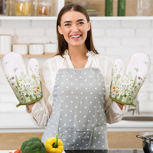 Leinuosen 6 Wild Flower Kitchen Towels Oven Mitts and Pot Holders Sets