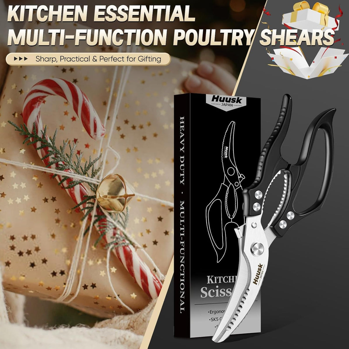 Huusk Poultry Shears Heavy Duty – All Purpose Japanese Kitchen Scissors