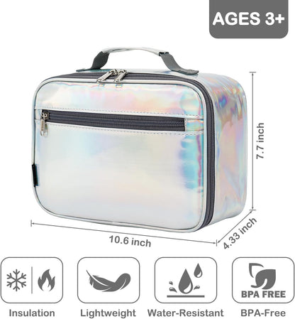 FlowFly Kids Lunch box Insulated Soft Bag Mini Cooler Back to School Thermal Meal Tote Kit for Girls, Boys, Black