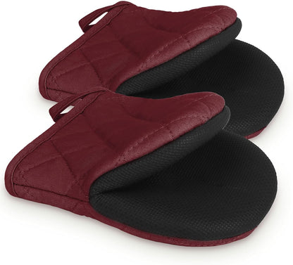 Goldmeet Mini Oven Mitts 2-Pack, 7"x5.5", 500°F Silicone Grip, Gray