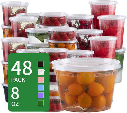 30oz Meal Prep Containers Bulk 50-Pack - 2-Compartment with Lids, Leakproof, Microwave/Freezer/Dishwasher Safe - Commercial Food Storage, Black