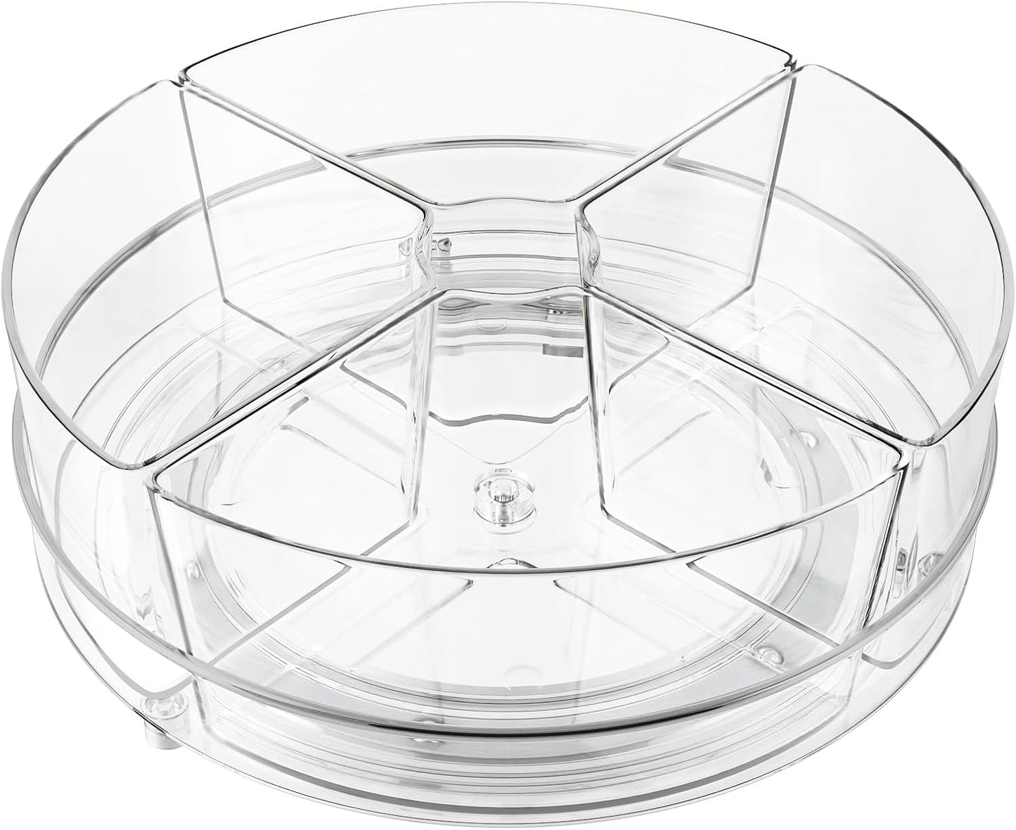 2 Pack Lazy Susan Organizer, 9 inch Rotating Storage Organizer with 4 Removable Bins, Lazy Susan Turntable Organizer for Fridge, Kitchen, Vanity, Cabinet
