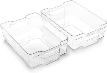 BINO | Stackable Storage Bins, X-Large - 2 Pack | THE STACKER COLLECTION | Clear Plastic | Built-In Handle | BPA-Free | Containers for Organizing Kitchen Pantry | Multi-Use Organizer