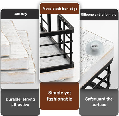 Wican Napkin Holder for Table, Bamboo Iron Standing Napkin Dispenser for Kitchen Dining Farmhouse Cocktail Picnic Bar Rustic Wood Holders for Paper Mail Bills Suitable for All Dining Room Decors Black