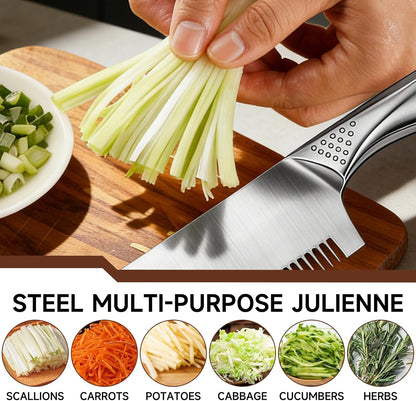 Stainless Steel Scallion Cutter, 2-in-1 Julienne Shredder | Precision julienne blade, ergonomic handle, scallion & green onion shredder, hanging hole