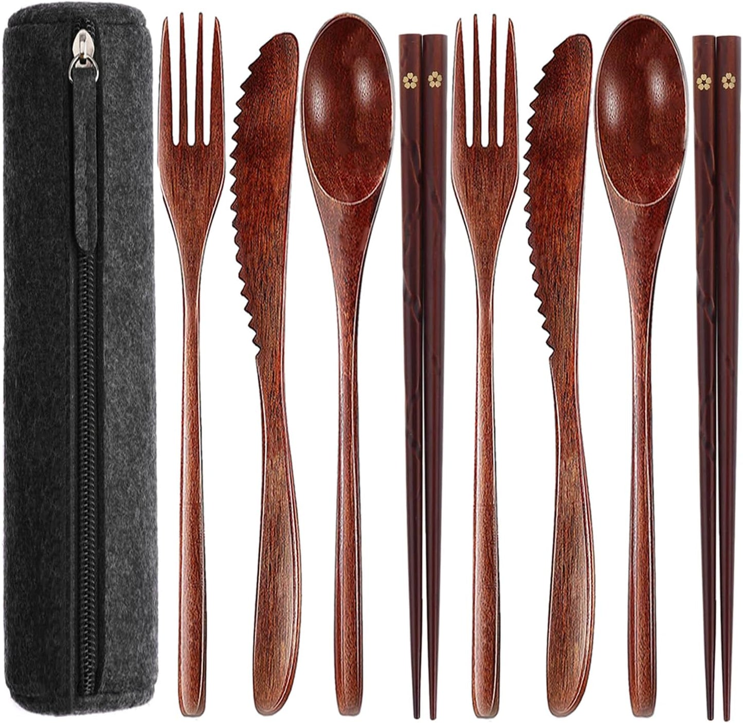 Travel Utensils Set with Case Reusable Stainless Steel Silverware Flatware Set 9 Pcs Portable Cutlery Eating Utensils Set for Lunch Boxes Workplace Camping School, Dishwasher Safe (Multi)