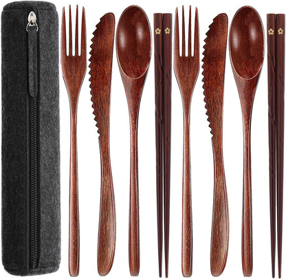 Travel Utensils Set with Case Reusable Stainless Steel Silverware Flatware Set 9 Pcs Portable Cutlery Eating Utensils Set for Lunch Boxes Workplace Camping School, Dishwasher Safe (Multi)