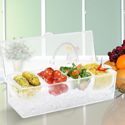 Condiment Tray, Garnish Tray for Bartenders, Fruit Tray for Bar & Bar Fruit Tray, Bar Caddy & Condiment Caddy, Garnish Serving Caddy for Home Bar, Parties & Bartending (4 Compartments)
