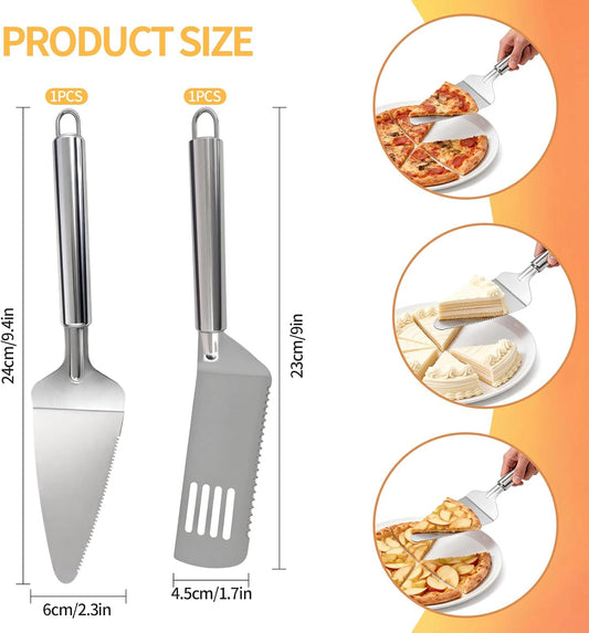 Pie Server Set Stainless Steel Pie Cutter and Server Set,Spatula with Serrated Edge for Cutting and Serving Cake, Pizza,Lasagna