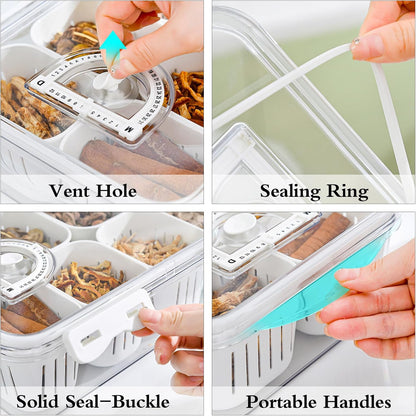 2Pack Poratble Bacon Storage Container for Fridge Divided Snackle Box Charcuterie Container 4 Compartment Serving Veggie Tray with Lid Portable Travel Fruit Caddy for Cheese,Candy,Nuts,Salad