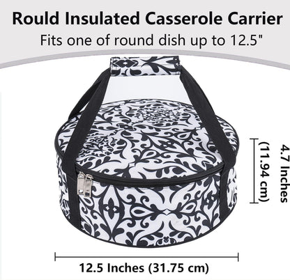 Round Insulated Pie Carrier – Thermal Portable Lunch Transport Cheesecake Cake Dish Container Bag Keep Food Hot/Cold/Fresh for Potlucks Parties Gathering/Cookouts/Church Dinner/Outdoor Events-Red