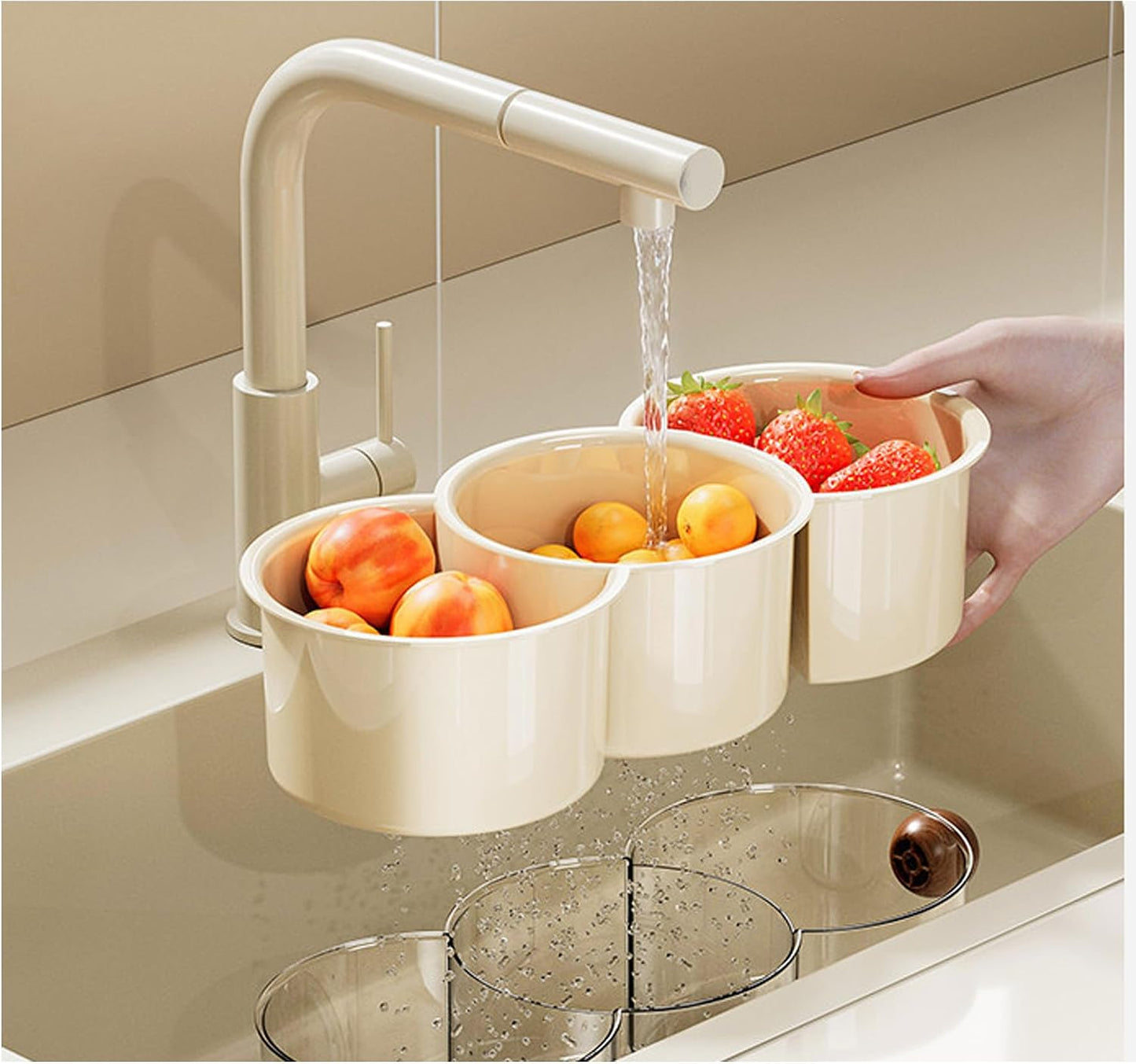 360° Rotating Fruit and Vegetable Storage Box, Vegetable and Fruit Plate, Double-Layered Storage with Water Drainage, nut Storage Box (8.27Inch)