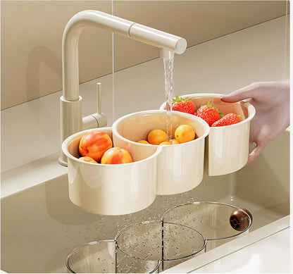360° Rotating Fruit and Vegetable Storage Box, Vegetable and Fruit Plate, Double-Layered Storage with Water Drainage, nut Storage Box (8.27Inch)