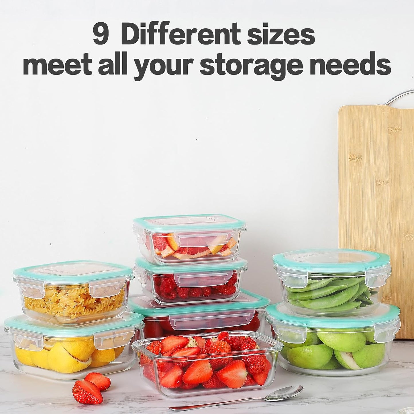 HOMBERKING 24pc Glass Food Storage Containers with Lids, Glass Meal Prep Containers, Airtight Bento Boxes, BPA Free & Leak Proof, Pantry Kitchen Storage(12 lids & 12 Containers) - Purple