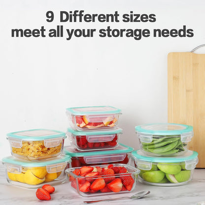 HOMBERKING 24pc Glass Food Storage Containers with Lids, Glass Meal Prep Containers, Airtight Bento Boxes, BPA Free & Leak Proof, Pantry Kitchen Storage(12 lids & 12 Containers) - Purple