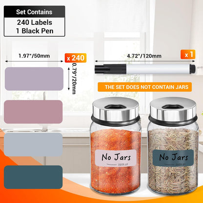 Segarty Food Label Stickers, 300 Pcs Blank Expiration Date Stickers to Write On, with 1 Black Pen, Waterproof Removable Freezer Labels for Glass Spice Jars, Canister, Food Container