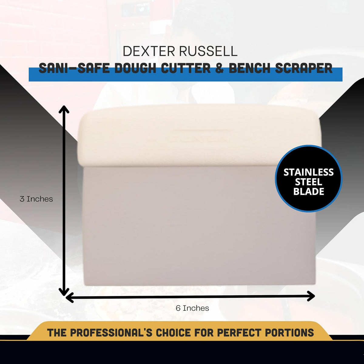 Dexter-Russell Sani-Safe 6" x 3" Dough Cutter & Bench Scraper | Carbon Steel Blade with Ergonomic Grip | NSF Certified | Cuts, Divides & Scrapes Dough, Flour & Debris | 2562O1