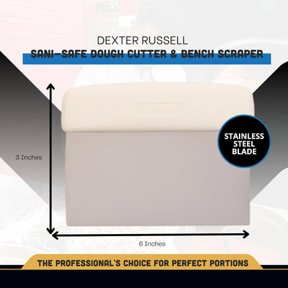 Dexter-Russell Sani-Safe 6" x 3" Dough Cutter & Bench Scraper | Carbon Steel Blade with Ergonomic Grip | NSF Certified | Cuts, Divides & Scrapes Dough, Flour & Debris | 2562O1