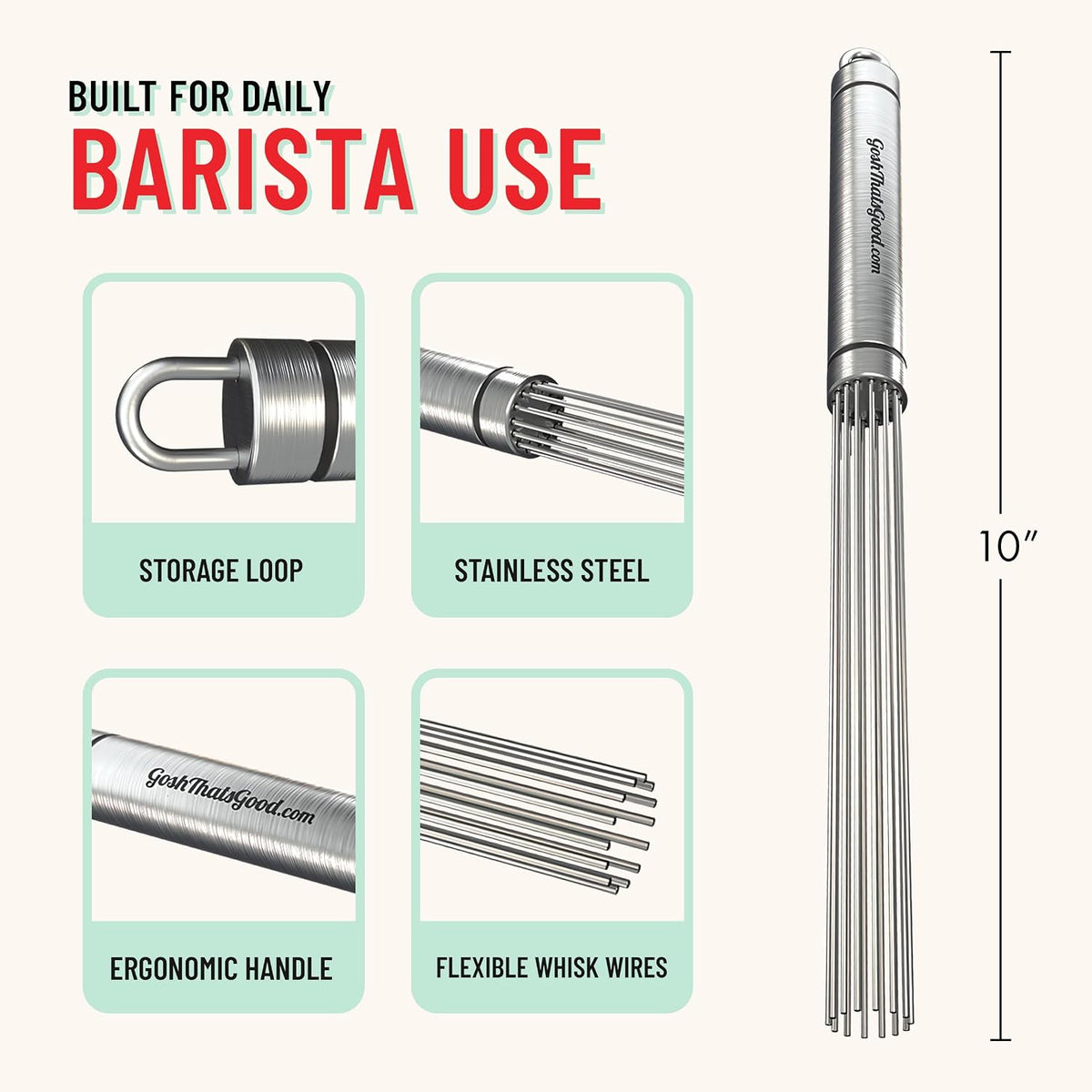 Baristir by Gosh That's Good | Barista Mixing Tool - Coffee, Matcha & Tea