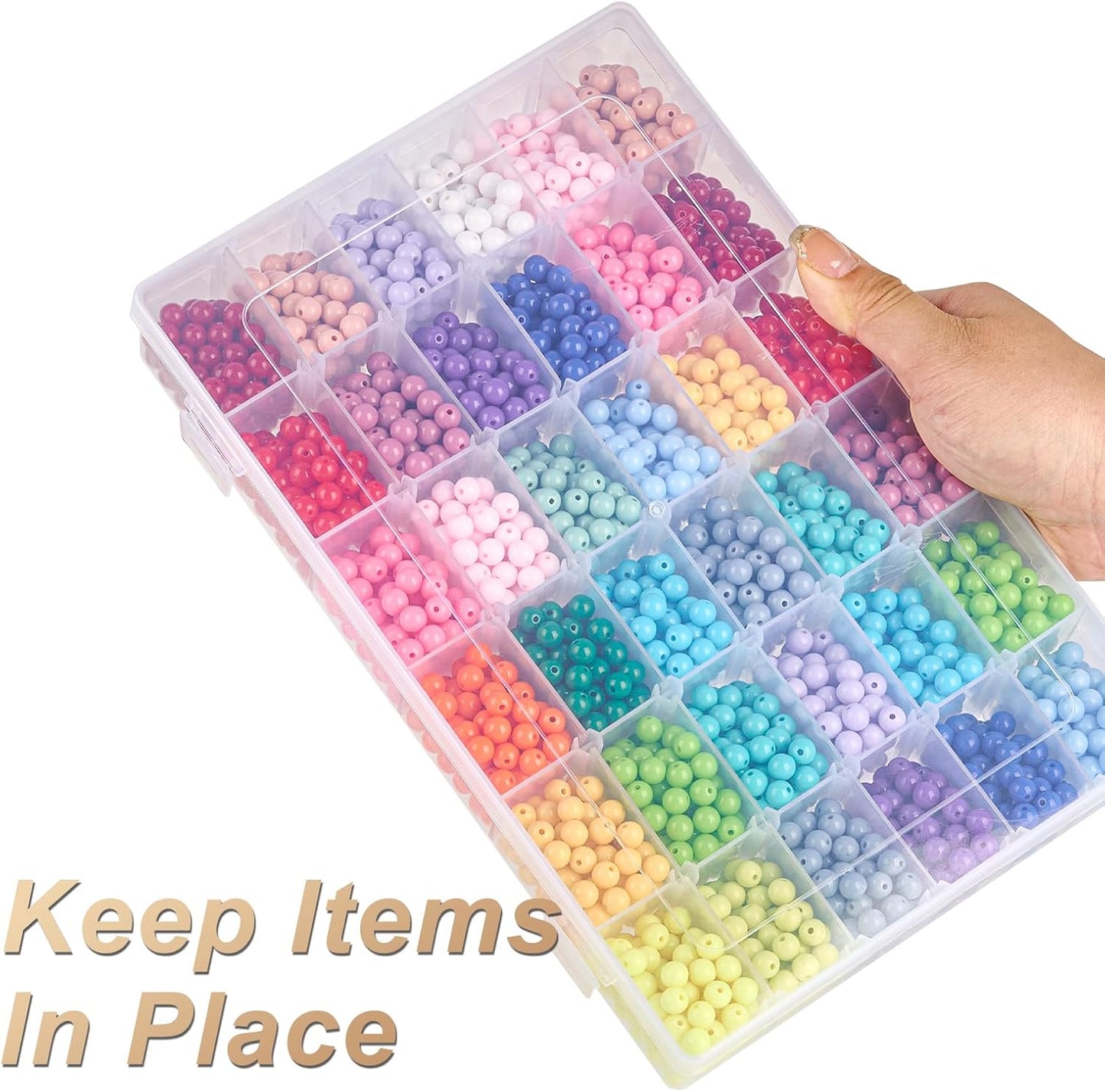 Mauproy 4 Pack 8 Grids Bead Organizer and Storage, Clear Plastic Storage Containers with Removable Dividers and Labels Small Tackle Box Organizer for Jewelry Crafts Electronics Small Parts