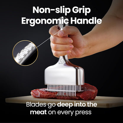 Gourmet Easy Meat Tenderizer Tool with 60 Sharp Blades & Non-slip Handle