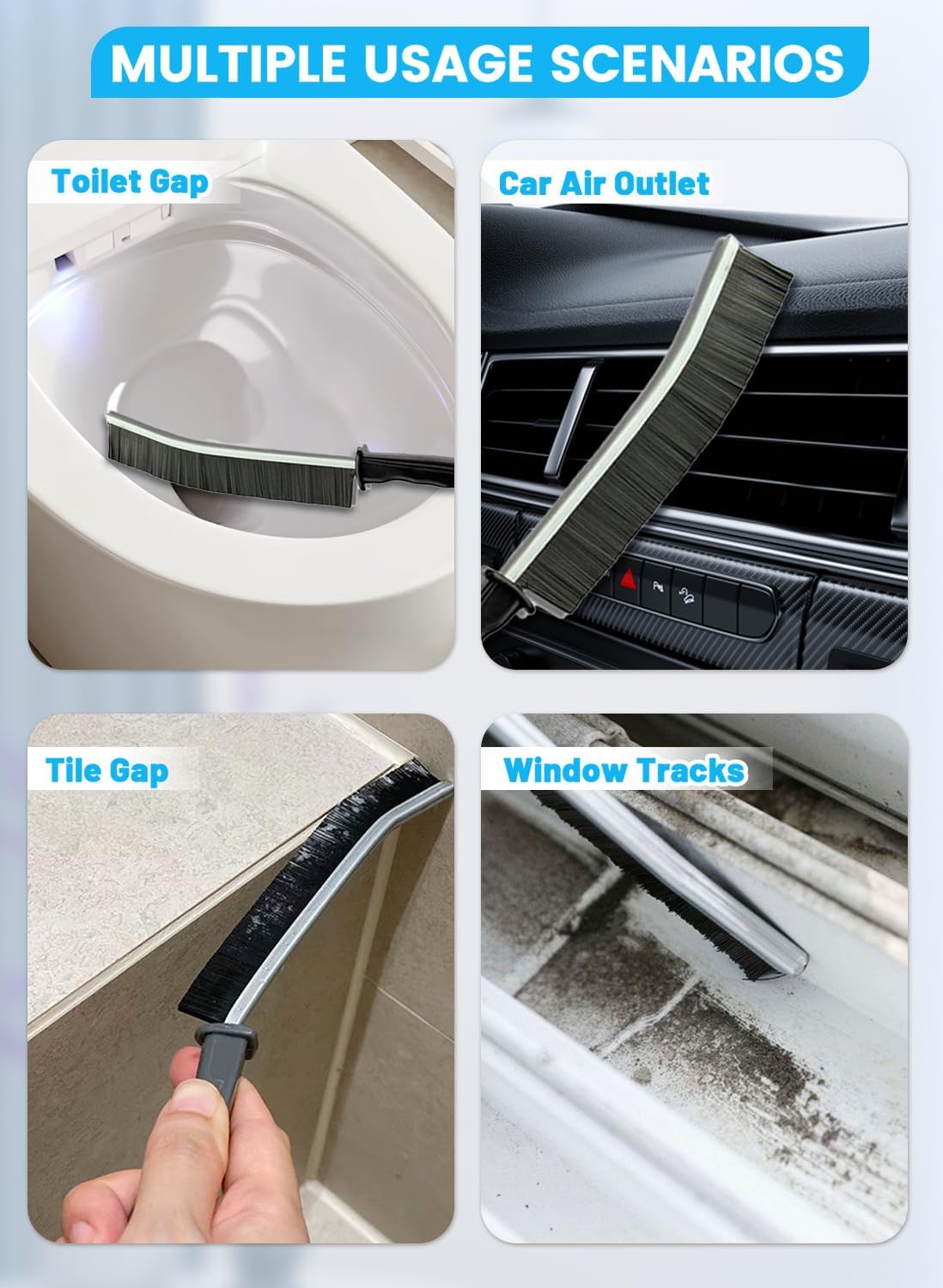 16Pcs Crevice Cleaning Brush Set, Hard Bristle Scrub Brushes Tools for Deep Cleaning Gap,Window Groove Cleaning Brush for Sliding Door, Sill, Tile Lines, Shutter, Corner, Sink, Teapot, Bottle (16 Pcs)