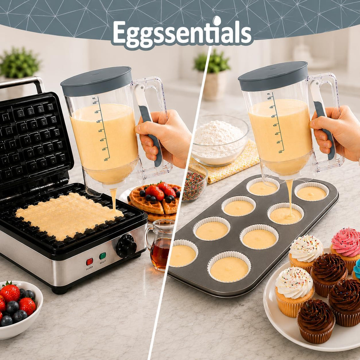 Eggssentials Pancake Batter Dispenser with Squeeze Handle Pancake Dispenser