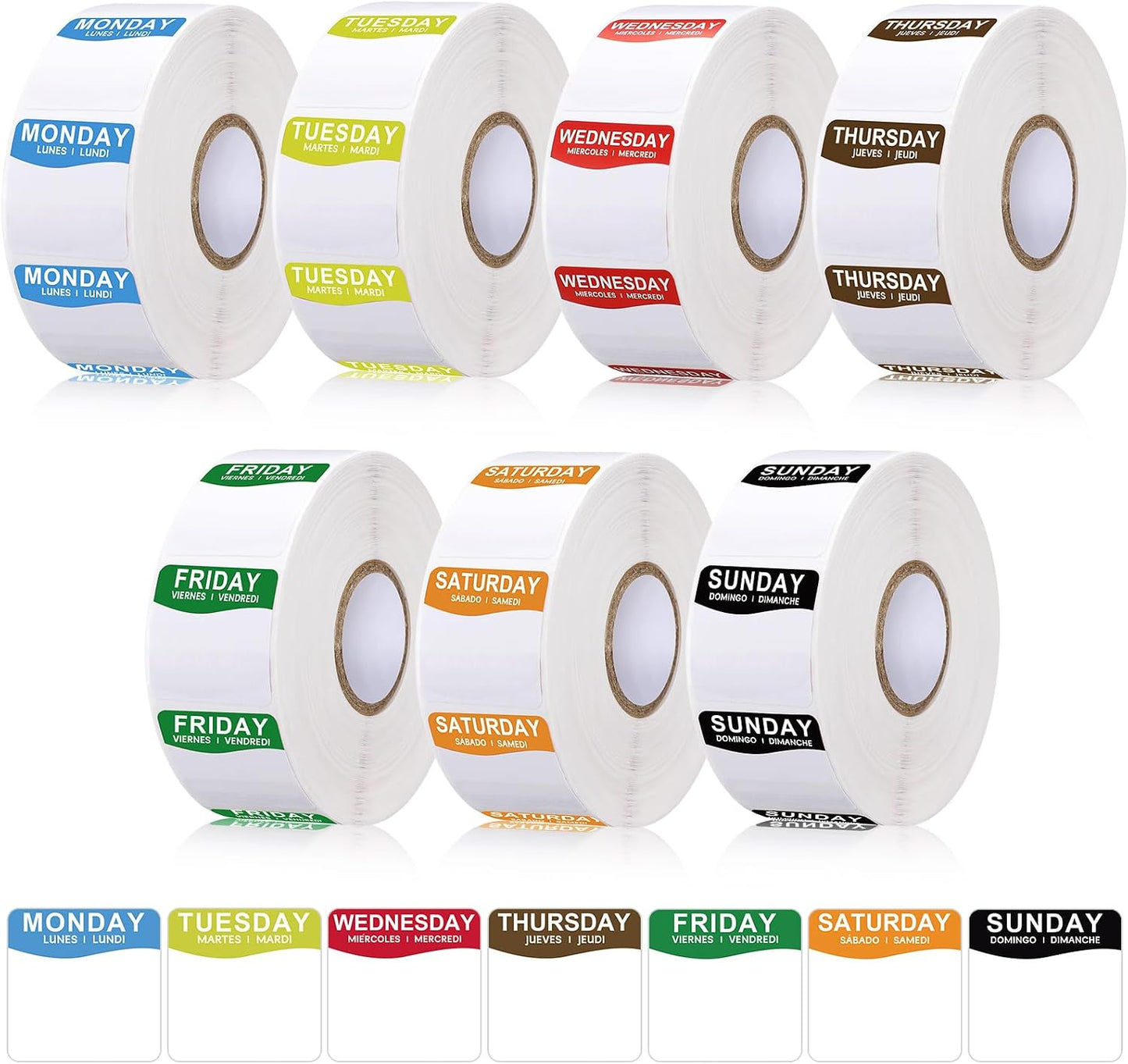 Sayglossy 7000 Pcs Day of Week Label Food Label Monday Through Sunday Management Inventory Sticker Removable Weekly Self Adhesive Date Dot Sticker for Restaurant Kitchen Container (Square)