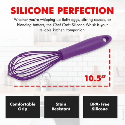 Chef Craft Premium Silicone Wire Cooking Whisk, 10.5 Inch, Red