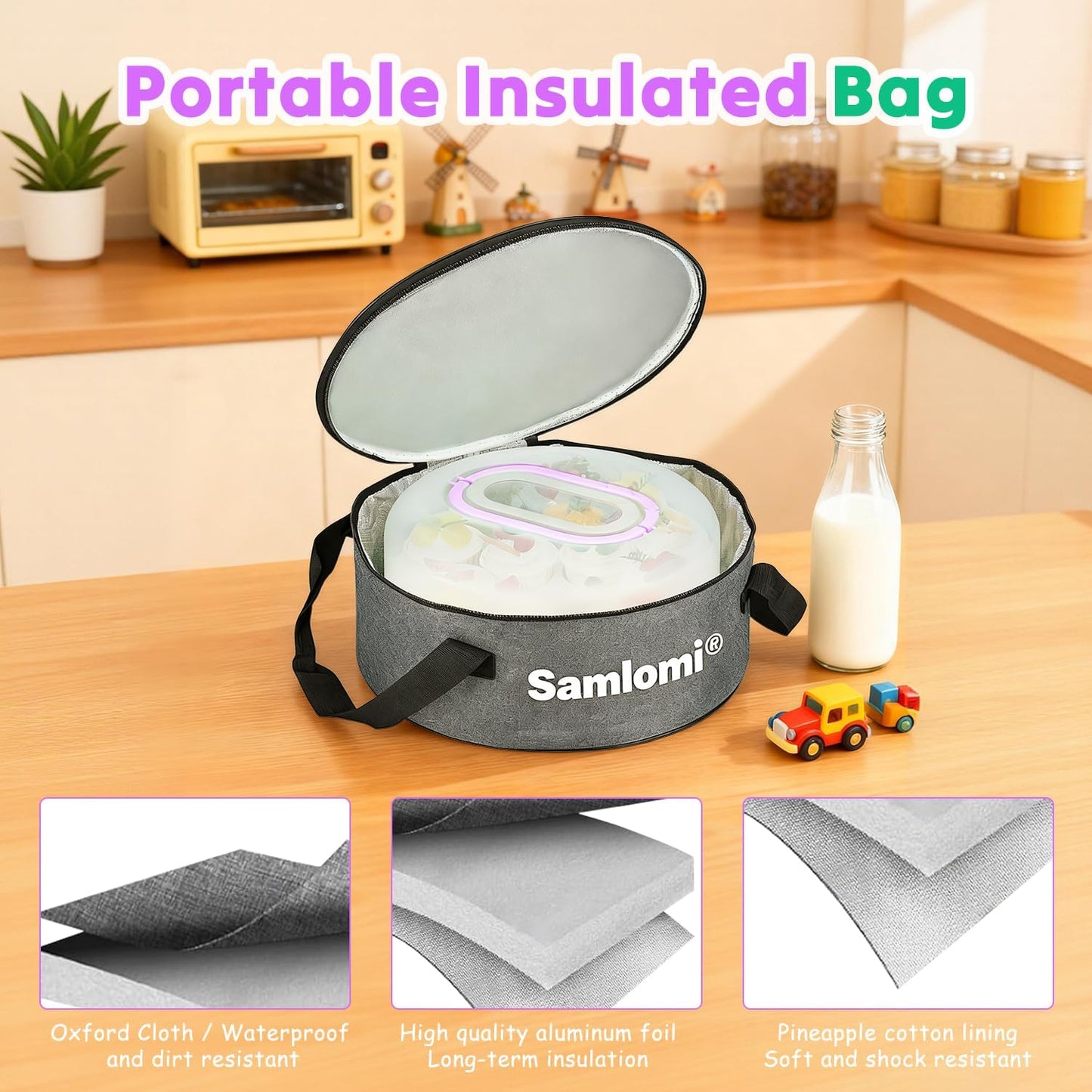 Cake Carrier with Lid and Handle, Bpa-Free Cake Holder with Lid for 10 Inch Round Cake Carrier with 10 pcs Round Golden Cake Boards and Portable Insulated Bag & Two Boxes of Cupcake Paper Liners