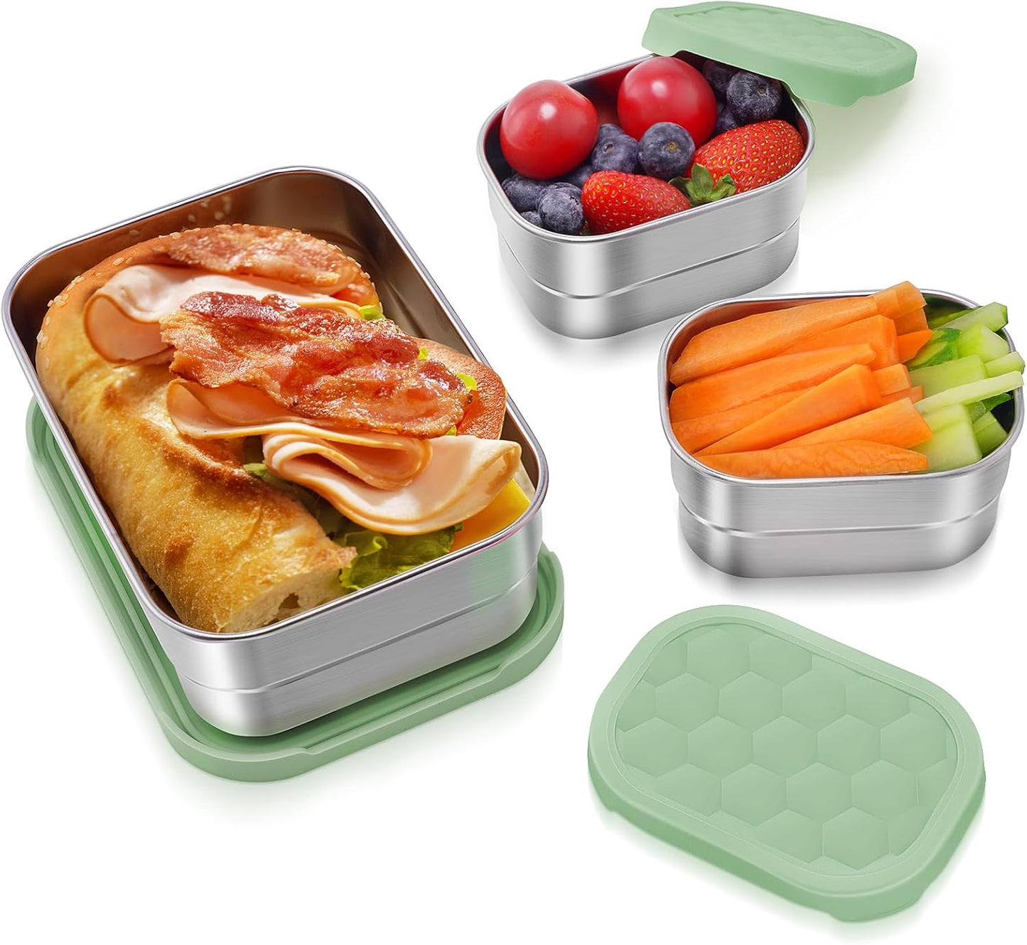 Tanjiae Small (1 CUP) Stainless Steel Snack Containers for Kids | Easy Open Leak Proof Food Containers with Silicone Lids - Perfect Metal Toddler Lunch Box for Daycare and School (8oz)