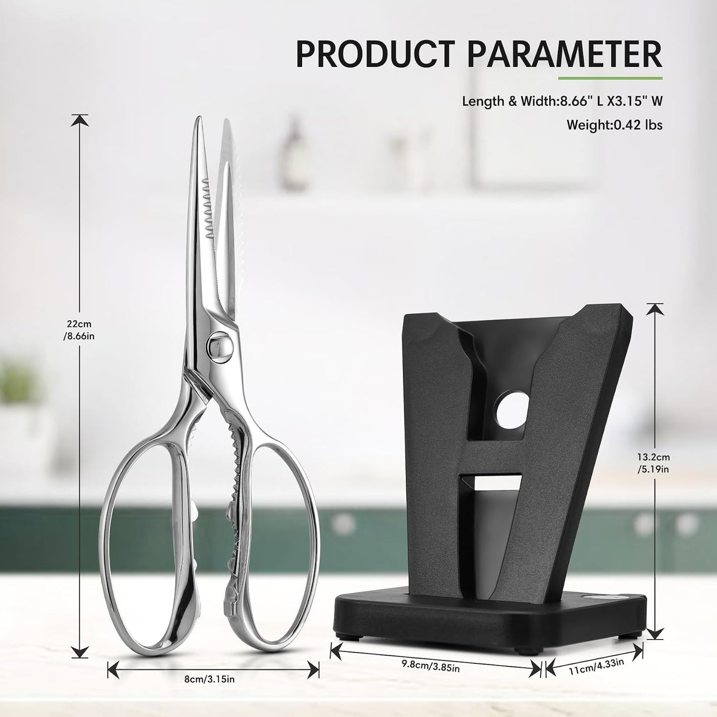 BALUCA Heavy Duty Kitchen Scissors, Kitchen Shears for Meat, Chicken, Fish, Poultry, Herb and Bread - Stainless Steel Detachable All Purpose Cooking Shears, Dishwasher Safe