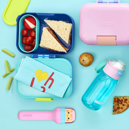 ZOKU Kids Pocket Utensil Set, Kitty - Stainless Steel Fork, Knife, and Spoon in Case - Portable Design for Travel, School, Picnics, Camping and Outdoor Home Use