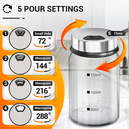 Segarty Spice Jars, 3 oz Spice Bottles with Shaker Lids, Glass Empty Seasoning Containers with Adjustable Pour Holes for Kitchen Spice Storage Stainless Steel Flow Top Salt and Pepper Shakers