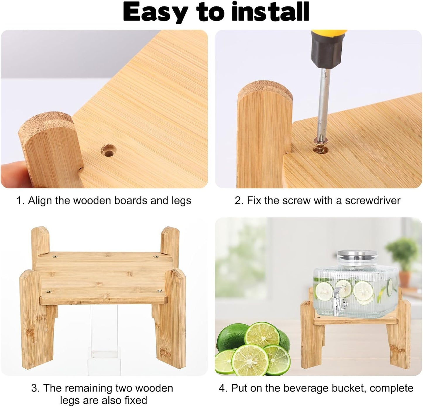 Natural Wooden Drink Dispenser Stand, Beverage Dispenser Stand and Water Jug Holder Glass Water Jugs Base for Families Parties and Catering Events, Fit Max 9.5 Inch Glass Water Pitcher