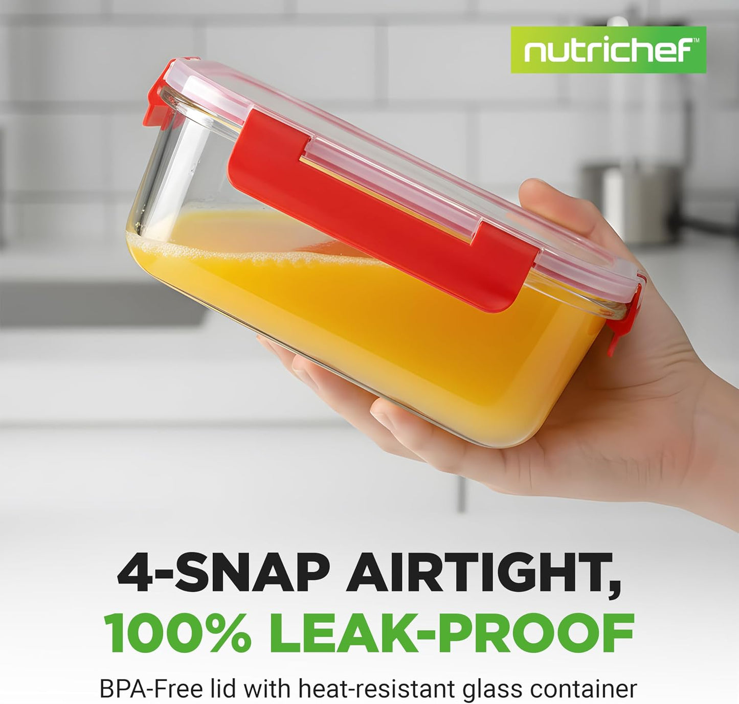 NutriChef 24pcs Glass Food Storage Containers, (12 Stackable Heavy Duty Meal Prep Containers w/ 12 Airtight Lids), Microwave, Freezer, & Dishwasher Safe for Food, Snacks, Fruit & More, (Gray)