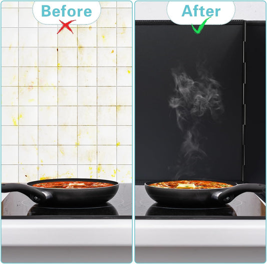 4 Sided Oil Splatter Guard Grease Splatter Guard Stove Splatter Guard, Splatter Guards Splatter Screen for Frying Pan,Large Foldable Splash Guard for Stove Top, Upgrade Steel Anti Splatter Shield,30CM
