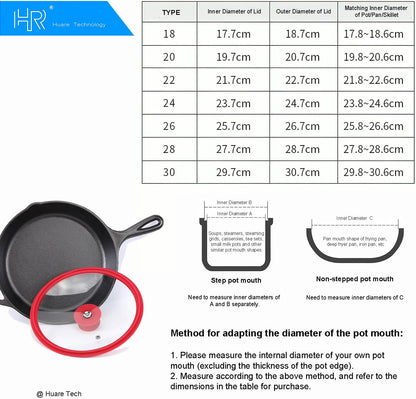 HR Huare Technology Vented Tempered Glass Cookware Lid Red 1 Pack